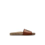 Leren slippers Dolce & Gabbana , Brown , Heren