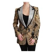 Zwart Goud Jacquard Blazer Jas Dolce & Gabbana , Black , Dames