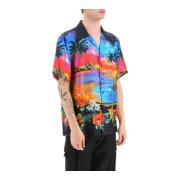 Korte mouwen zijden overhemd met Hawaii-print Dolce & Gabbana , Multic...