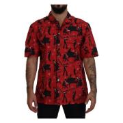 Zwart Rood Jazz Katoenen Casual Shirt Dolce & Gabbana , Red , Heren