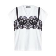 T-shirt met bralette-details Dolce & Gabbana , White , Dames