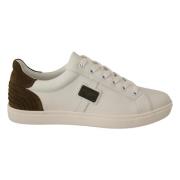 Witte Suède Leren Lage Tops Sneakers Dolce & Gabbana , White , Heren