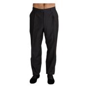 Grijze Wolmix Formele Broek Dolce & Gabbana , Gray , Heren