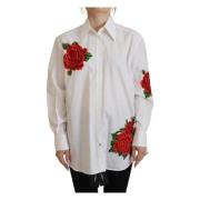 Witte Katoenen Bloemenborduurwerk Shirt Dolce & Gabbana , White , Dame...