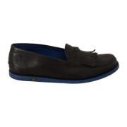 Zwarte Leren Tassel Slip On Loafers Dolce & Gabbana , Black , Heren