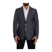 Blauwe Linnen Katoenen Jas Taormina Blazer Dolce & Gabbana , Blue , He...