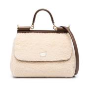 Medium Sicily Shearling Tote Tas Dolce & Gabbana , Beige , Dames