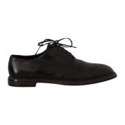 Zwarte Leren Veterschoenen Dolce & Gabbana , Black , Heren