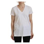 Witte V-hals Katoenen Top Blouse Dolce & Gabbana , White , Dames