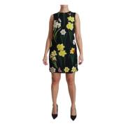 Zwarte Mouwloze Sheath Mini Jurk met Bloemenprint Dolce & Gabbana , Bl...