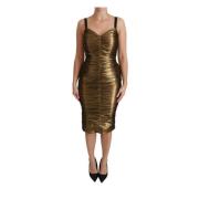 Gouden Metallic Stretch Bodycon Gerimpelde Jurk Dolce & Gabbana , Gray...