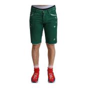 Groene Versleten Katoenen Denim Bermuda Shorts Dolce & Gabbana , Green...