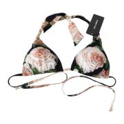 Bloemenprint Bikini Top met Logo Sluiting Dolce & Gabbana , Multicolor...