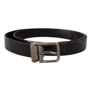 Zwart Leren Vernice Metalen Gesp Riem Dolce & Gabbana , Black , Heren