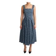 Blauwe Hart Print A-Lijn Jurk Dolce & Gabbana , Blue , Dames