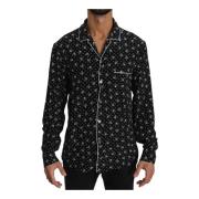 Zwart Skull Print Zijden Nachtkleding Overhemd Dolce & Gabbana , Black...