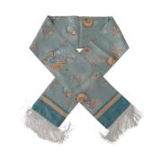 Blauwe Zijden Sjaal met Schelpenprint Dolce & Gabbana , Blue , Heren
