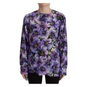 Luxe Paarse Bloemen Zijden Top Dolce & Gabbana , Purple , Dames