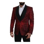 Rood Luipaardprint 3-Delig Pak Dolce & Gabbana , Red , Heren