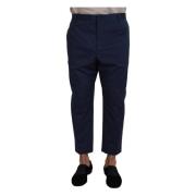 Blauwe Katoenen Heren Cropped Broek Dolce & Gabbana , Blue , Heren