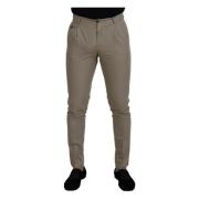 Beige Katoenen Slim Fit Herenbroek Dolce & Gabbana , Beige , Heren