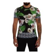 Zwart Bloemenprint Crewneck T-shirt Dolce & Gabbana , Multicolor , Her...
