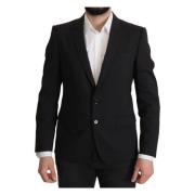 Zwarte Single Breasted Martini Blazer Dolce & Gabbana , Black , Heren