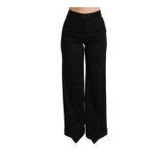 Zwarte Hoge Taille Wijde Flared Broek Dolce & Gabbana , Black , Dames