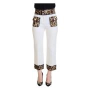 Witte broek met hoge taille en luipaardprint Dolce & Gabbana , White ,...