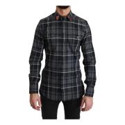 Grijze geruite hartkraag shirt Dolce & Gabbana , Gray , Heren