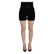 Zwarte Denim Katoenen Stretch Hot Pants Shorts Dolce & Gabbana , Black...