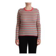 Zijden Gestreepte Crew Neck Top Dolce & Gabbana , Multicolor , Dames