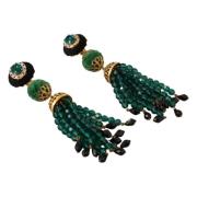 Kristal Drop Clip-on Oorbellen Dolce & Gabbana , Green , Dames