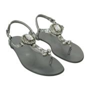 Zilveren Kristal Flip Flops - Glamoureus en Authentiek Dolce & Gabbana...