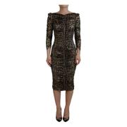 Multicolor Luipaard Bodycon Sheath Midi Jurk Dolce & Gabbana , Multico...