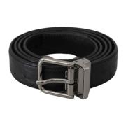 Exotische Huid Riem met Zilveren Gesp Dolce & Gabbana , Black , Heren