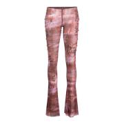 Bedrukte Wijduitlopende Leggings in Bruin/Paars Jean Paul Gaultier , M...