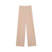 Gestreepte Wollen Flared Broek Nina Ricci , Beige , Dames