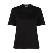 Zwarte katoenen T-shirt met logo print Salvatore Ferragamo , Black , D...