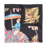 Zijden Sjaal, Indiase Foulard Salvatore Ferragamo , Black , Dames