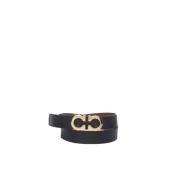 Zwart Leren Dubbelzijdige Riem Salvatore Ferragamo , Black , Heren