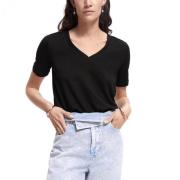 Veelzijdig V-Hals T-Shirt van Zwart Linnen Scotch & Soda , Black , Dam...