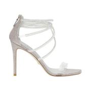 Sandaal met Kristalaccenten en Hoge Hak Stuart Weitzman , Gray , Dames