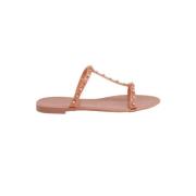 Roze rubberen platte sandalen met parel studs Stuart Weitzman , Pink ,...