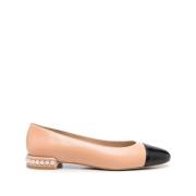 Ginger Zwart Parel Platte Ballerina Stuart Weitzman , Brown , Dames