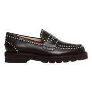 Zwarte Leren Mocassins met Stijlvolle Studs Stuart Weitzman , Black , ...