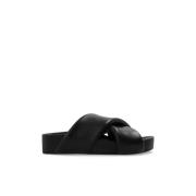 Leren slides Jil Sander , Black , Dames