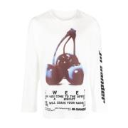 Cherry Print Grafische T-shirt Jil Sander , White , Heren