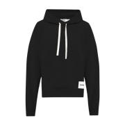 Hoodie met logo patch Jil Sander , Black , Heren