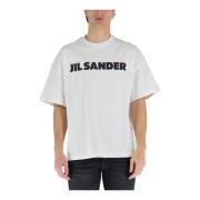 Heren T-shirt van katoen met relaxte pasvorm Jil Sander , White , Here...